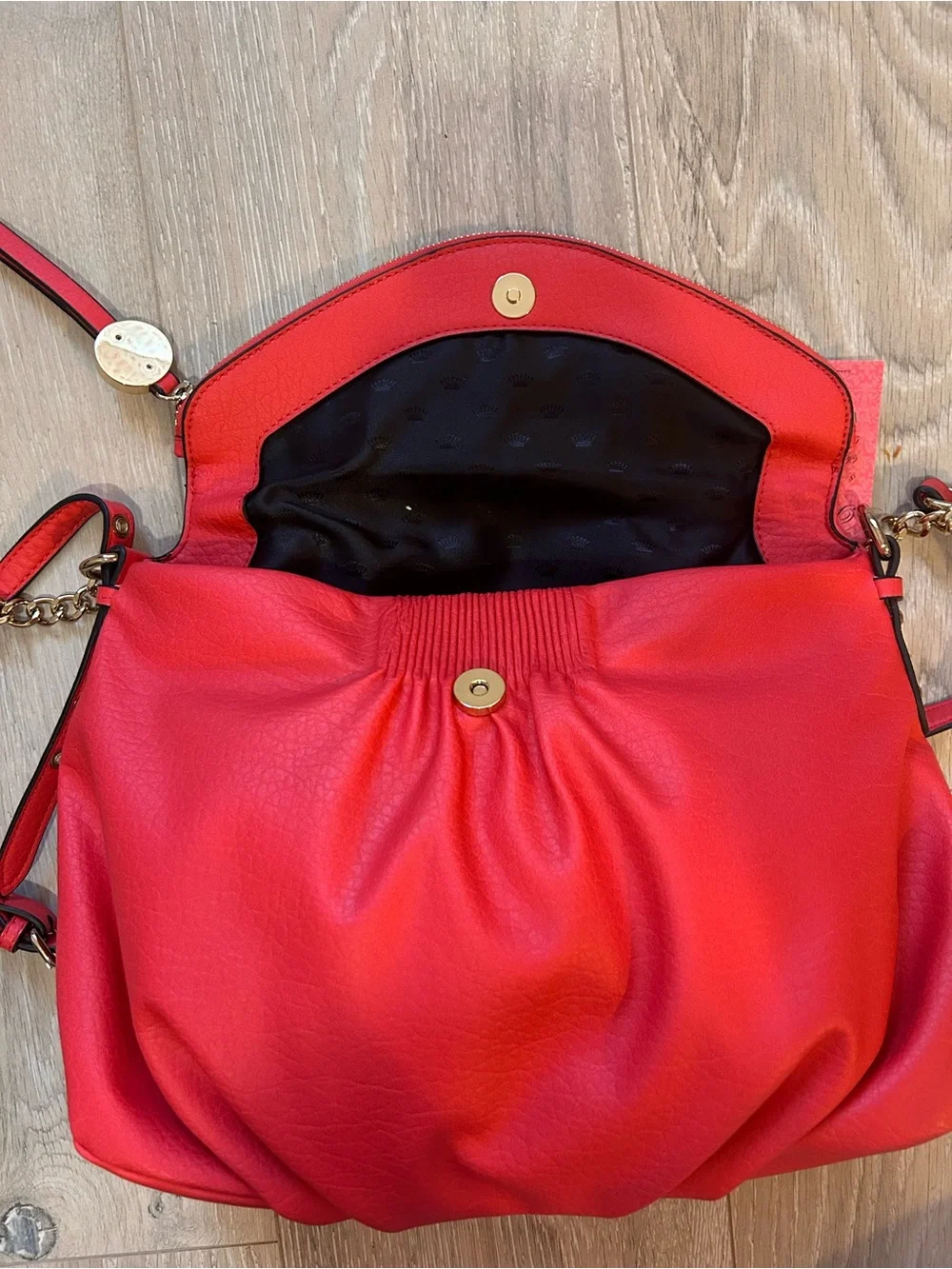 Y2K Juicy Couture Red Leather Hobo Shoulder Bag
